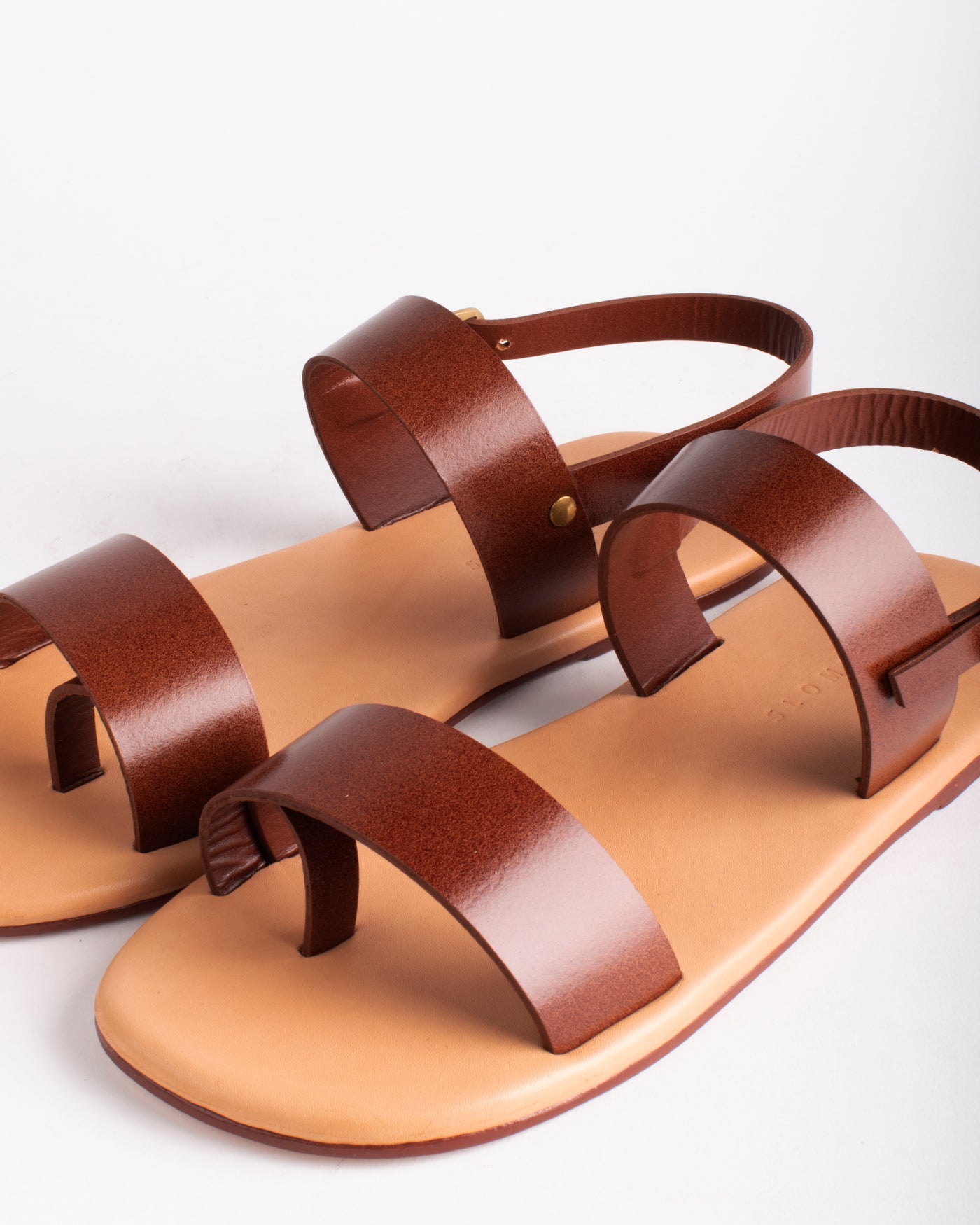 Men's 2nd Cozmo Mocha Brown Leather Double Strap Slide Sandal | Walking On  A Cloud USA