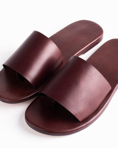 LA ROSE La Rose Leather Slippers Brown - Stylemyle